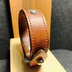 Men’s Leather & Brass ID Bracelet
